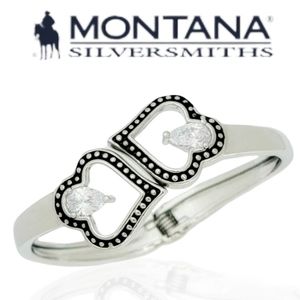 HP🎉 Montana Silversmiths CZ Hinged Heart Bracelet